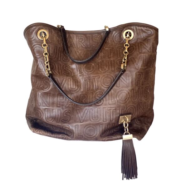 LOUIS VUITTON Limited Edition Chocolate Leather Paris Souple Whisper GM Bag 2008 - Picture 1 of 15